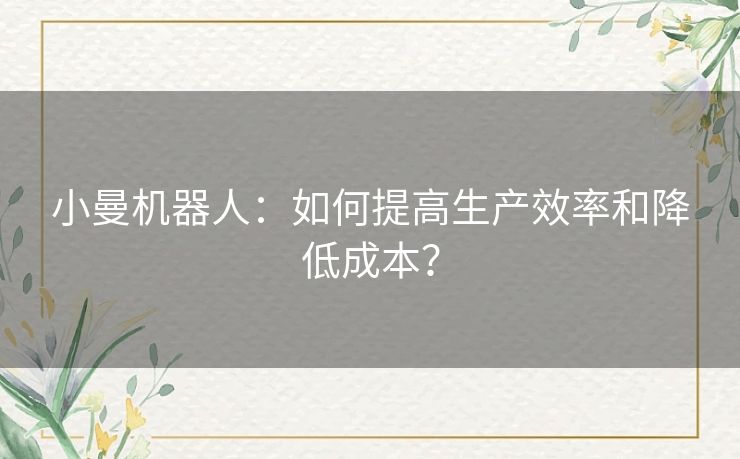 小曼机器人：如何提高生产效率和降低成本？