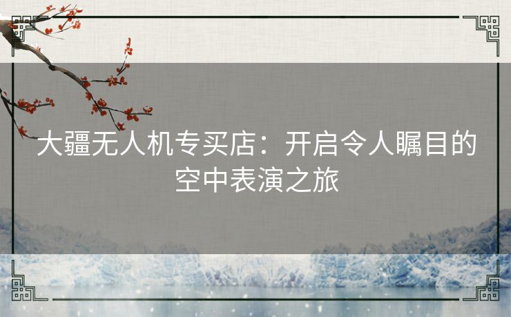 大疆无人机专买店：开启令人瞩目的空中表演之旅