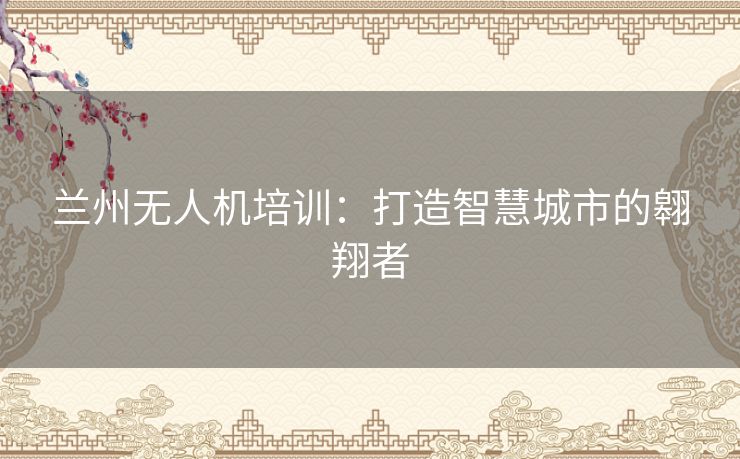 兰州无人机培训：打造智慧城市的翱翔者