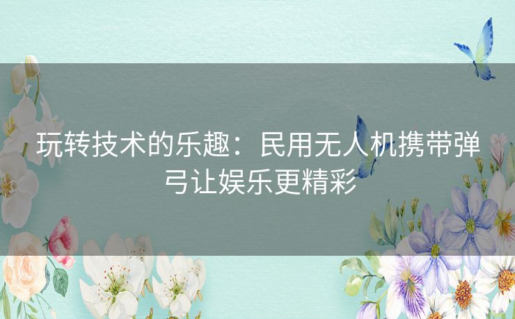 玩转技术的乐趣：民用无人机携带弹弓让娱乐更精彩