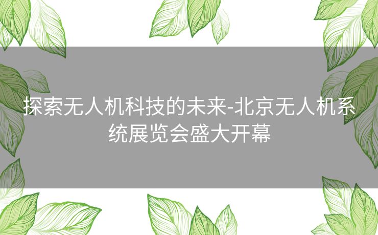 探索无人机科技的未来-北京无人机系统展览会盛大开幕