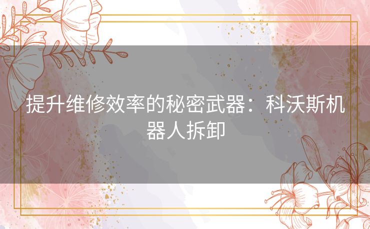 提升维修效率的秘密武器：科沃斯机器人拆卸