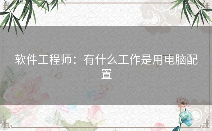 软件工程师：有什么工作是用电脑配置
