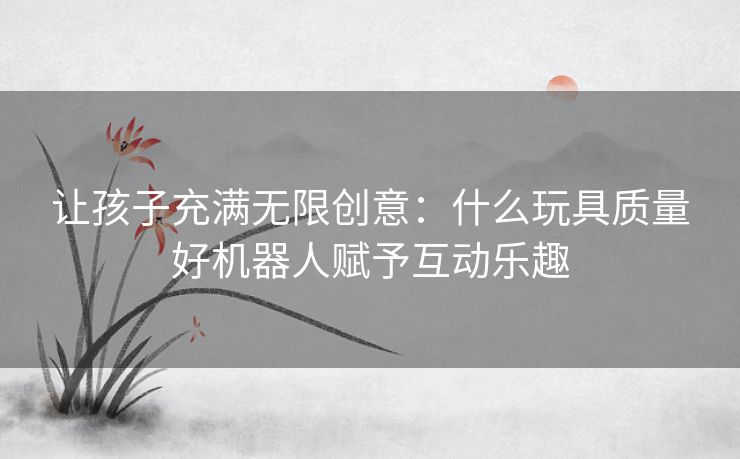 让孩子充满无限创意：什么玩具质量好机器人赋予互动乐趣