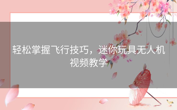 轻松掌握飞行技巧，迷你玩具无人机视频教学