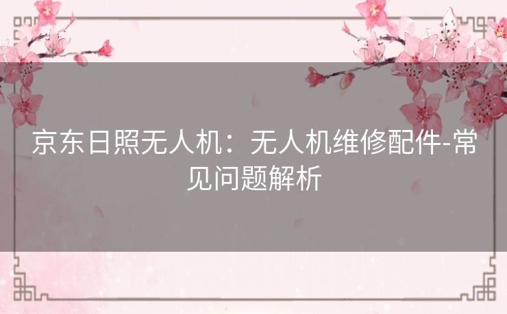 京东日照无人机：无人机维修配件-常见问题解析