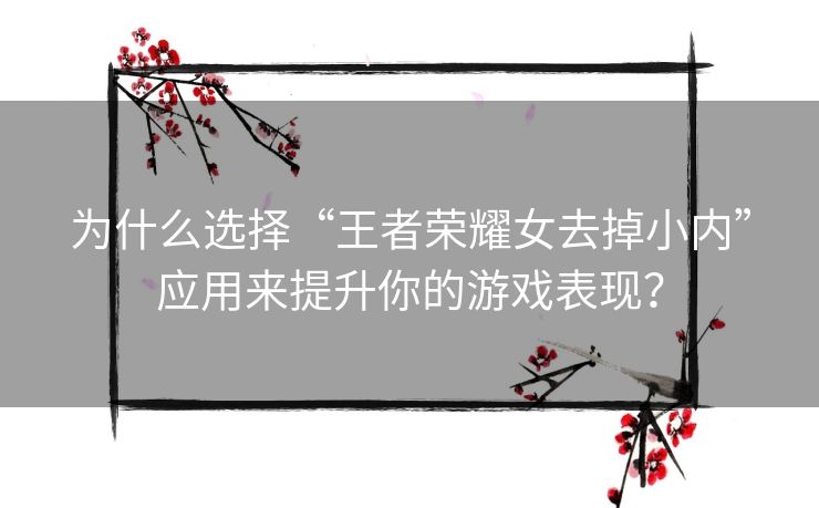 为什么选择“王者荣耀女去掉小内”应用来提升你的游戏表现？