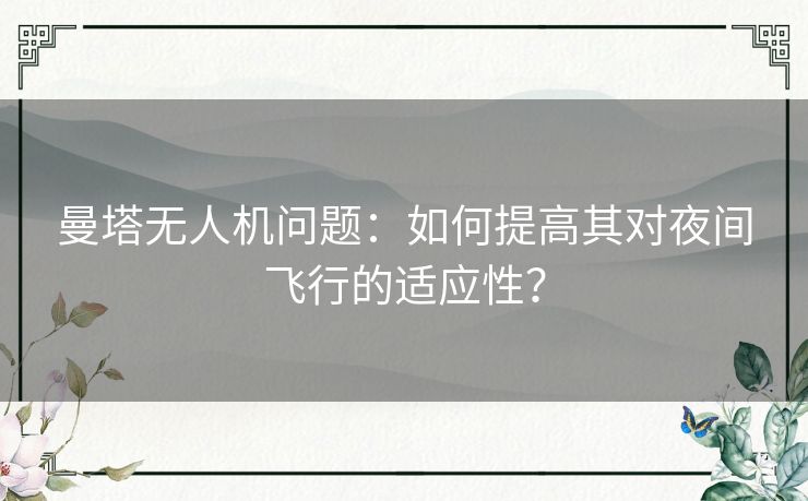 曼塔无人机问题：如何提高其对夜间飞行的适应性？