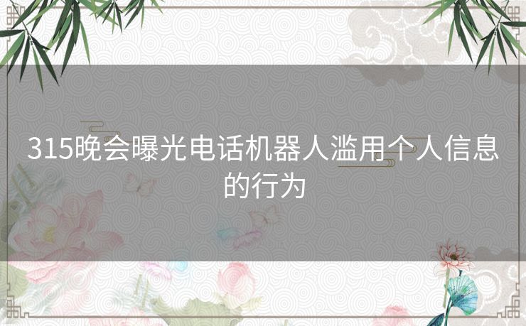 315晚会曝光电话机器人滥用个人信息的行为