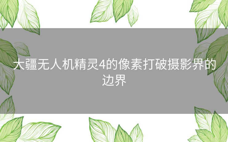 大疆无人机精灵4的像素打破摄影界的边界
