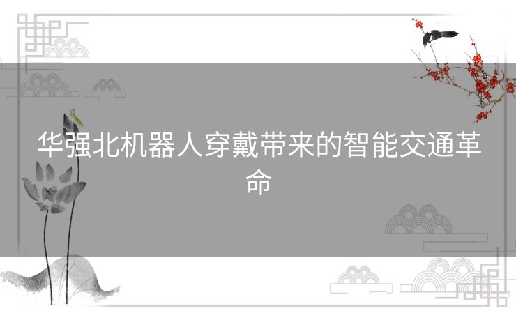 华强北机器人穿戴带来的智能交通革命
