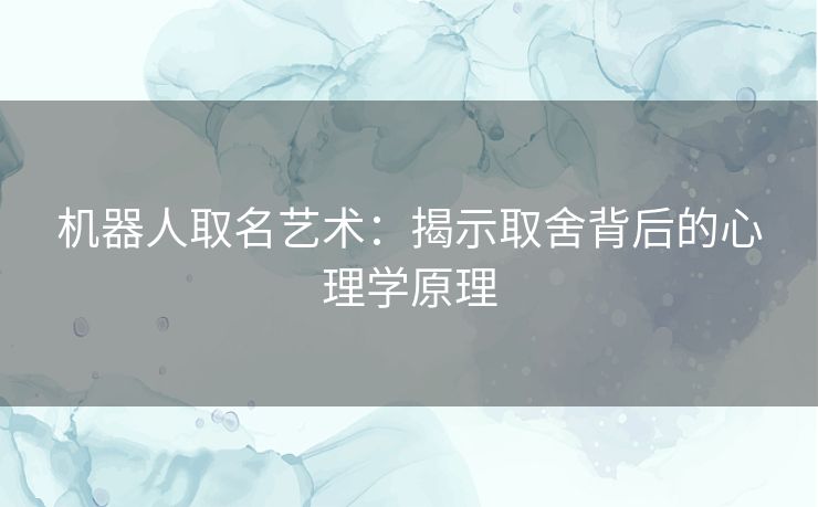 机器人取名艺术：揭示取舍背后的心理学原理