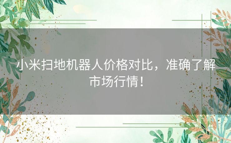 小米扫地机器人价格对比，准确了解市场行情！