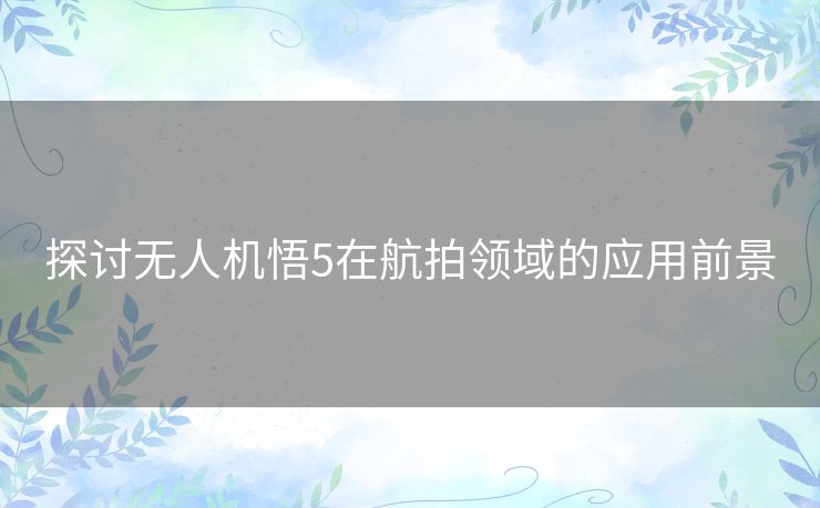 探讨无人机悟5在航拍领域的应用前景