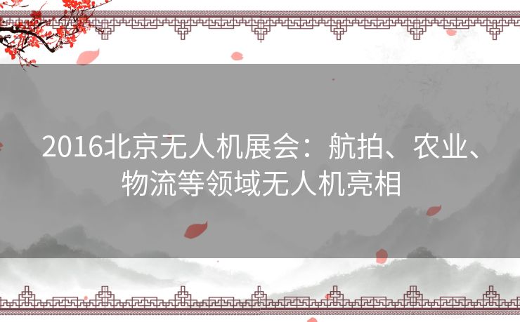 2016北京无人机展会：航拍、农业、物流等领域无人机亮相