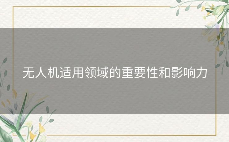 无人机适用领域的重要性和影响力