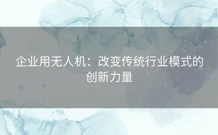 企业用无人机：改变传统行业模式的创新力量