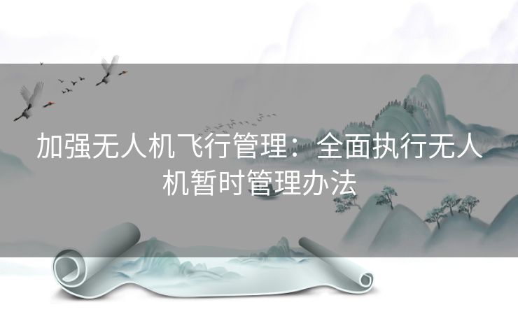加强无人机飞行管理：全面执行无人机暂时管理办法