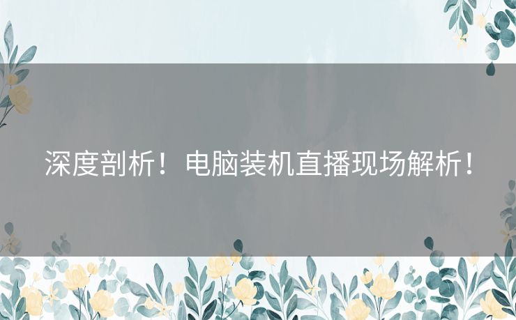 深度剖析！电脑装机直播现场解析！