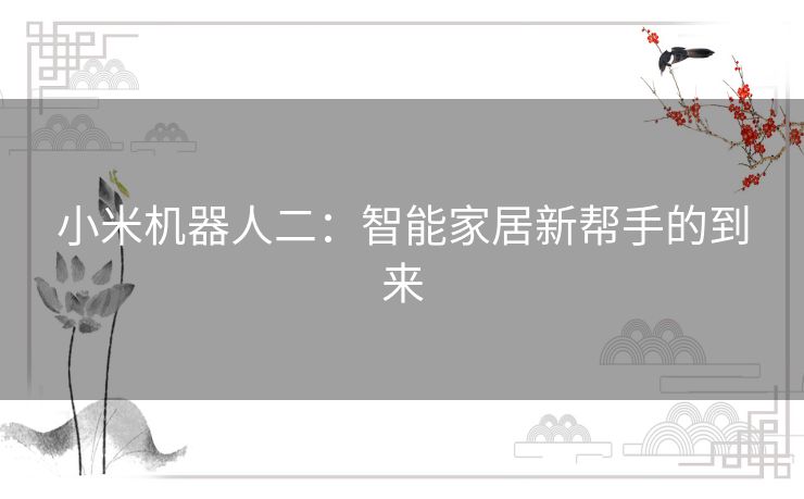 小米机器人二：智能家居新帮手的到来