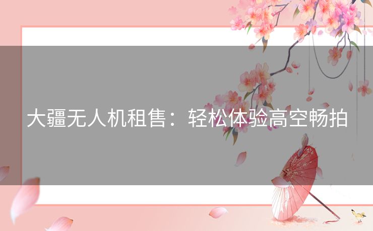 大疆无人机租售：轻松体验高空畅拍