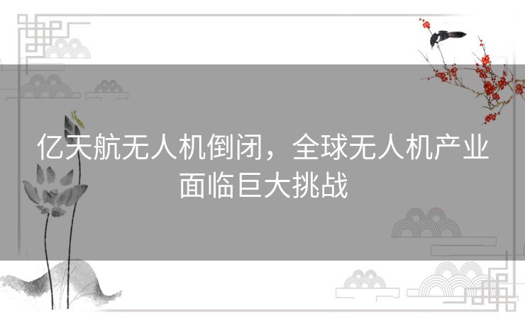 亿天航无人机倒闭，全球无人机产业面临巨大挑战