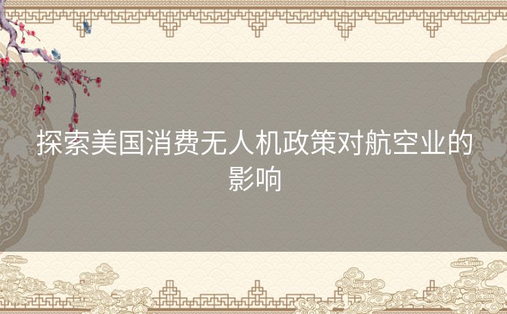 探索美国消费无人机政策对航空业的影响