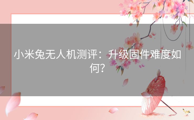 小米兔无人机测评：升级固件难度如何？