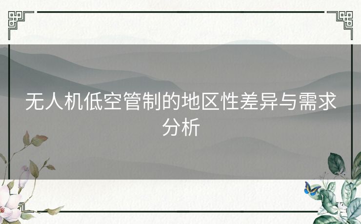 无人机低空管制的地区性差异与需求分析