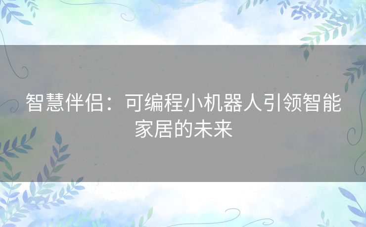 智慧伴侣：可编程小机器人引领智能家居的未来