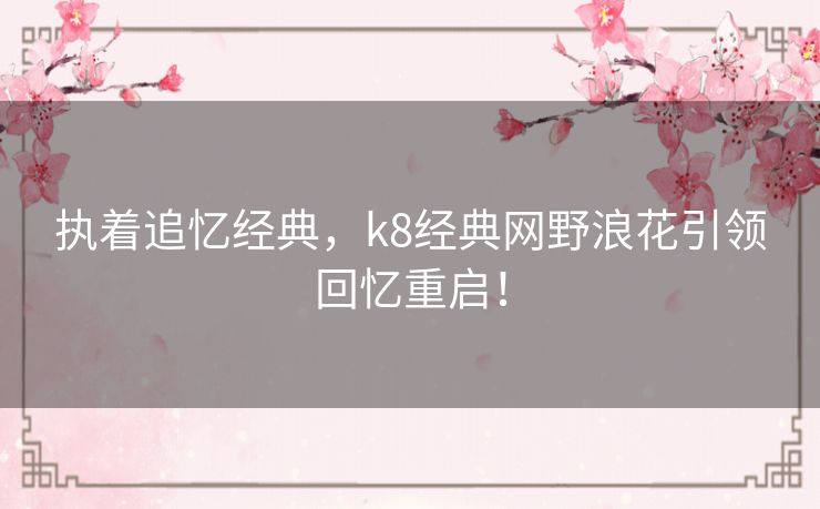执着追忆经典，k8经典网野浪花引领回忆重启！