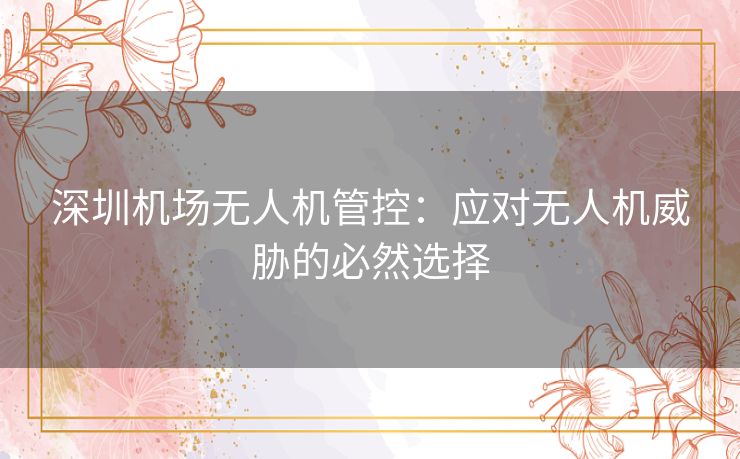 深圳机场无人机管控：应对无人机威胁的必然选择