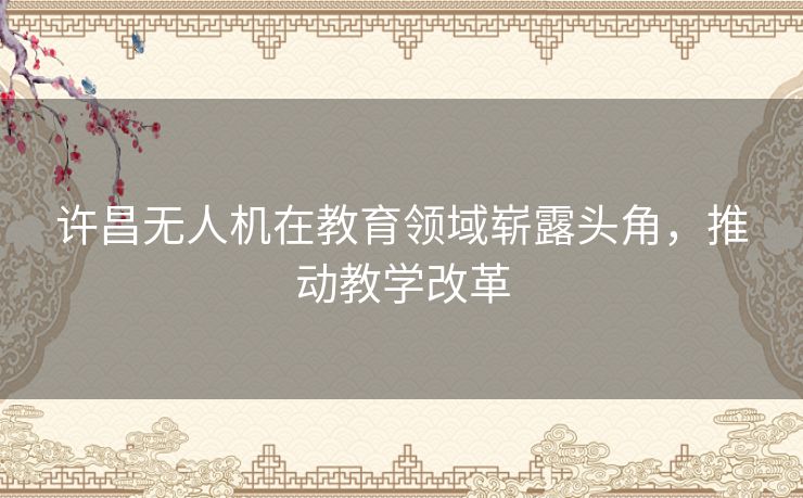 许昌无人机在教育领域崭露头角，推动教学改革
