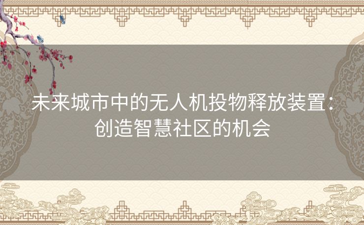 未来城市中的无人机投物释放装置：创造智慧社区的机会
