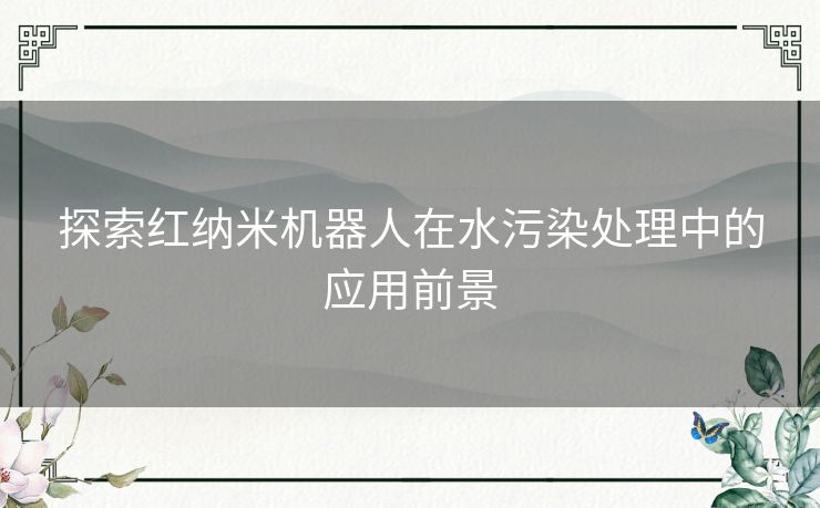 探索红纳米机器人在水污染处理中的应用前景
