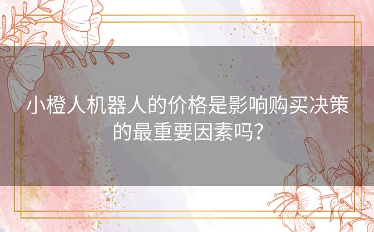 小橙人机器人的价格是影响购买决策的最重要因素吗？