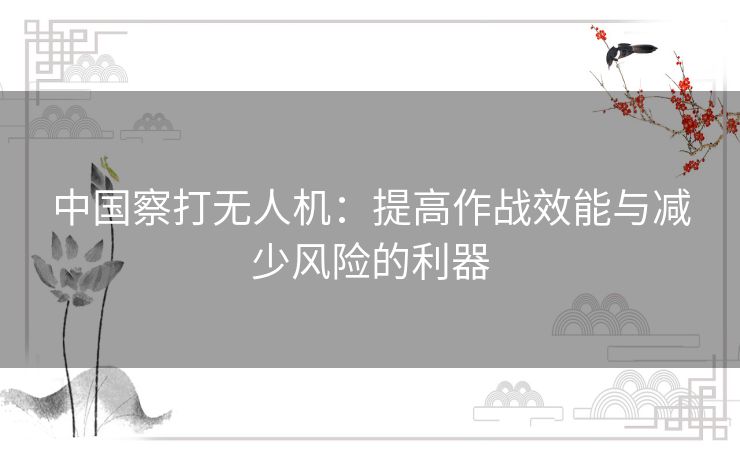 中国察打无人机：提高作战效能与减少风险的利器