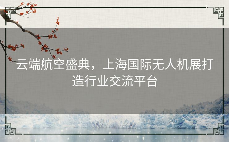 云端航空盛典，上海国际无人机展打造行业交流平台