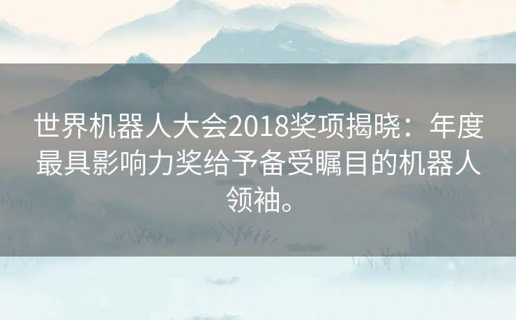 世界机器人大会2018奖项揭晓：年度最具影响力奖给予备受瞩目的机器人领袖。