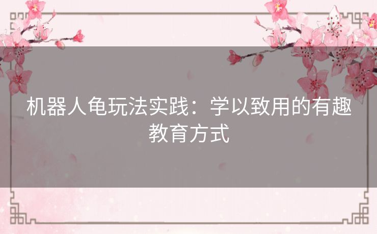 机器人龟玩法实践：学以致用的有趣教育方式