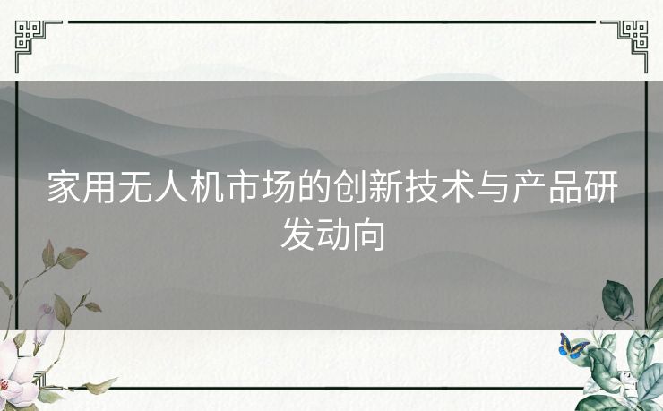 家用无人机市场的创新技术与产品研发动向