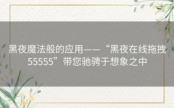 黑夜魔法般的应用——“黑夜在线拖拽55555”带您驰骋于想象之中