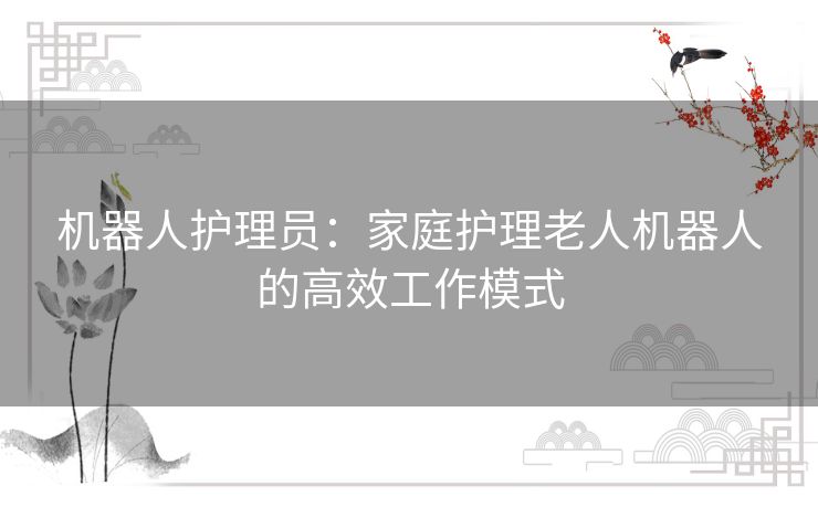 机器人护理员：家庭护理老人机器人的高效工作模式