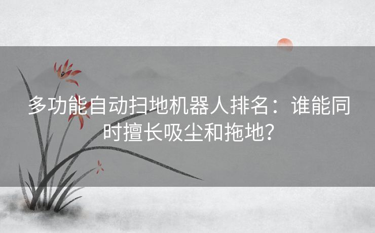 多功能自动扫地机器人排名：谁能同时擅长吸尘和拖地？
