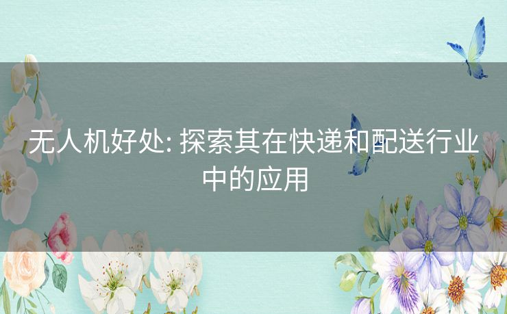 无人机好处: 探索其在快递和配送行业中的应用