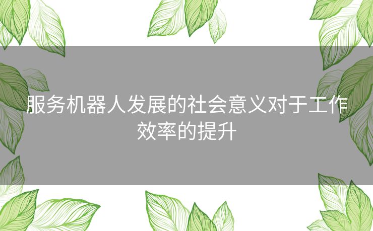 服务机器人发展的社会意义对于工作效率的提升