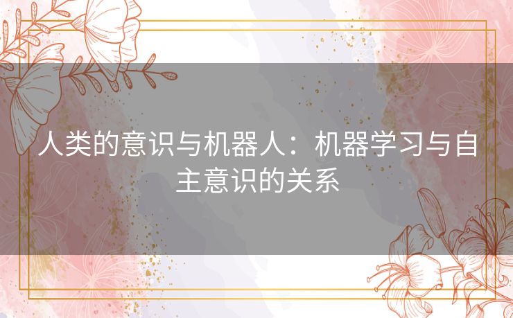 人类的意识与机器人：机器学习与自主意识的关系