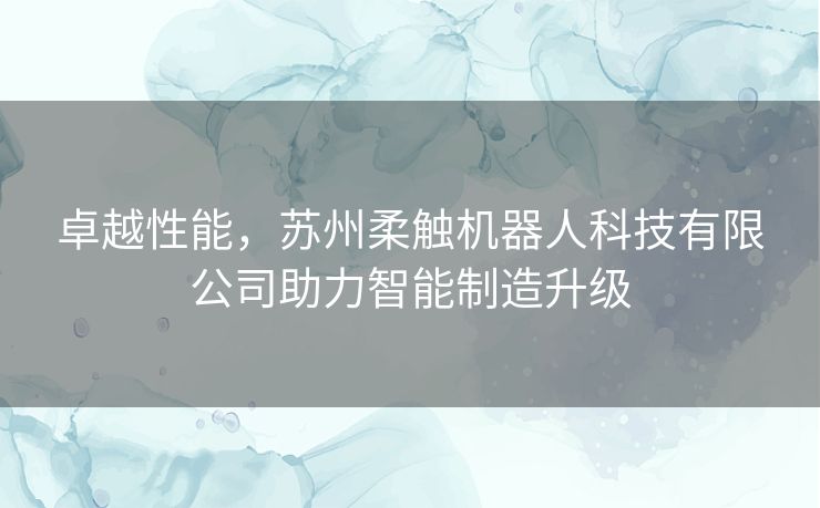 卓越性能，苏州柔触机器人科技有限公司助力智能制造升级
