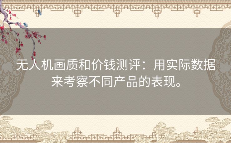 无人机画质和价钱测评：用实际数据来考察不同产品的表现。