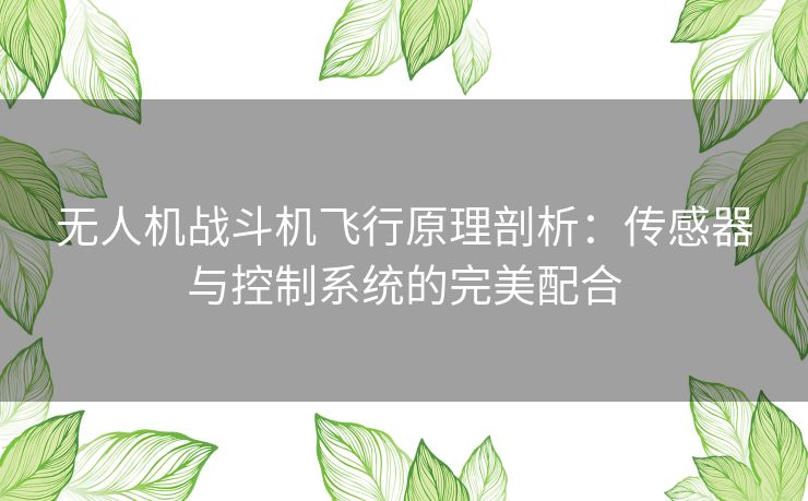 无人机战斗机飞行原理剖析：传感器与控制系统的完美配合